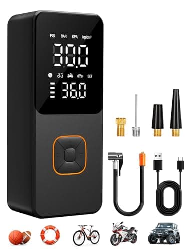 Aipumpsoon Tire Inflator Portable Air Compressor, Fast Inflation with Auto Off, Portable Bike Pump with Gauge, Air Pump for Car Tires, Bike, Motocrycle, Balls