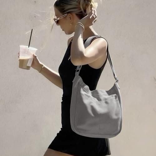 GEMIU Canvas Hobo Bags for Women and Men Big Crossbody Tote Bag with Muti-pockets and Zipper Travel Work - Thumbnail 3