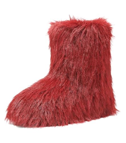 Haifago Women's Faux Fur Boots Furry Fluffy Mid-Calf Winter Snow Boot, Fashion Fuzzy Round Toe Warm Booties for Shopping Travel