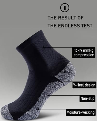 SITOISBE Quarter Compression Socks for Men Women, Cushioned Running Hiking Socks, X-Large, Black (4 Pairs) - Thumbnail 4