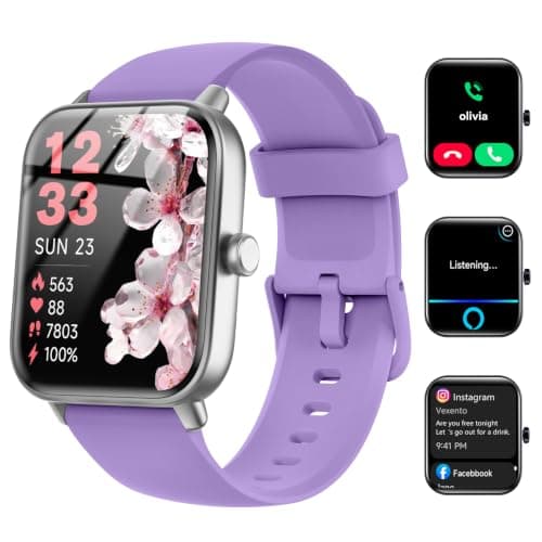 Smart Watches for Women/Men, Smart Watch for Android Phones and iPhone Compatible, Alexa Built-in, 1.8" Fitness Watches for Women, IP68 Waterproof /Bluetooth Call, Heart Rate/Sleep Monitor, Purple - Image 1