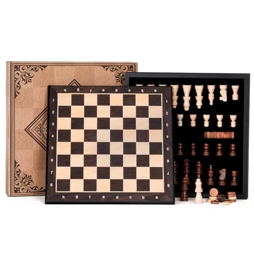 Peradix Magnetic Chess Set 12 Inch Classic 2 in 1 with Chess Pieces, Wood Board Box with Storage, 2 Extra Queens, Wooden Chess Board Games for Kids and Adults, Family Educational Gift Sets - Image 1