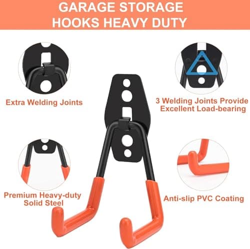 Dorisy 26 Pack Heavy Duty Garage Hooks with 2 Extension Straps, Triple Welded Wall Mount Utility Hangers, 100 Lbs Capacity Utility Hook Tool Organizer for Garage Makeover, Garden, Shed, Hose - Thumbnail 3