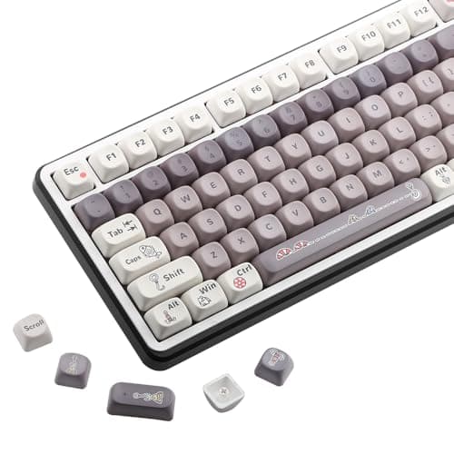 AKepopery Smart Fish MOA Profile 134 Keys PBT Keycaps Set, 5 Side Dye Sublimation, Fish Scale Texture Keycaps for Mechanical Keyboard, Minimalist Artisan Design for Cherry Gateron MX Switches