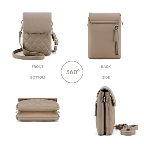 Goinsound RFID Small Crossbody Purses for Women Quilted Cell Phone Purse with RFID Blocking Card Slots Beige - Thumbnail 6