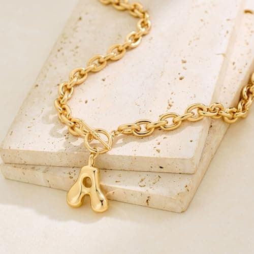 MIJENITI Statement Necklace for Women - Chunky Gold Statement Necklace for Women, Letter M Jewelry Fashion Gold Jewelry - Thumbnail 4