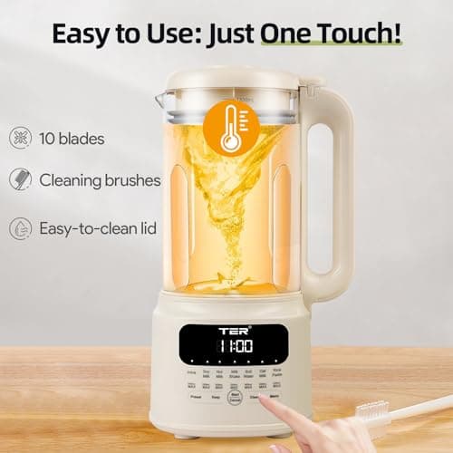 TER Glass Nut Milk Maker Machine for Almond/Oat/Soy Milk with 7 Accessories - Thumbnail 4