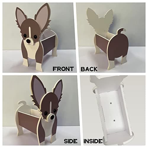 strolfay Grey and White Pomeranian Dog Planter, Cute Animal Shaped Plant Pot, Dog Flower Pot, Gifts for Women & Pet Lovers, Indoor Outdoor Garden Home Office Decor, 9.45 x 6.65 x 12.13 Inches - Thumbnail 5