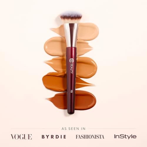 BK BEAUTY 115 MEDIUM CONTOURED FOUNDATION BRUSH – Contoured Foundation Brush for Liquid Makeup - Foundation Makeup Brushes - Face Brush For Liquid Or Cream Foundation - Thumbnail 2