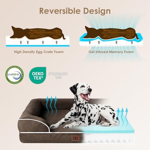 EHEYCIGA Orthopedic Dog Beds for Large Dogs, Waterproof Memory Foam Large Dog Bed with Sides, Non-Slip Bottom and Egg-Crate Foam Pet Couch Bed with Washable Removable Cover, Brown - Thumbnail 4
