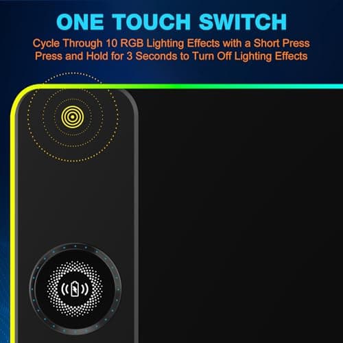 TARKARI Magnetic Wireless Charging RGB Mouse Pad, Large Gaming Desk Mat Waterproof, 31.5"x15.8" Black Mousepad, Ultra-Smooth Surface, Non-Slip Rubber Base, Desk Pad for Keyboard Laptop - Thumbnail 4