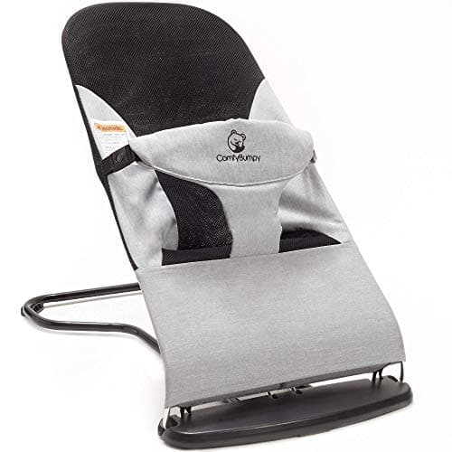 ComfyBumpy Ergonomic Baby Bouncer Seat - Bonus Travel Carry Case - Safe, Portable Bouncing Chair with Adjustable Height Positions - Infant Bouncy Seat Perfect for Newborn Babies (Grey) - Image 1