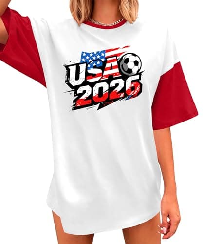 Ithalt Soccer Cup 2026 Tshirt for Women Oversized USA Soccer Football Shirts Game Day Outfits Soccer Fan Short Sleeve(USA1,XX-Large) - Image 1