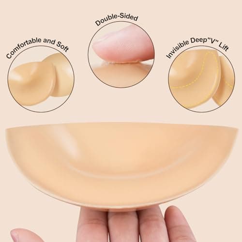Auteek Double-Sided Sticky Bra Inserts, Invisible Lift Self Adhesive Boob Pads Push up Breast Pads Reusable Washable - Thumbnail 5