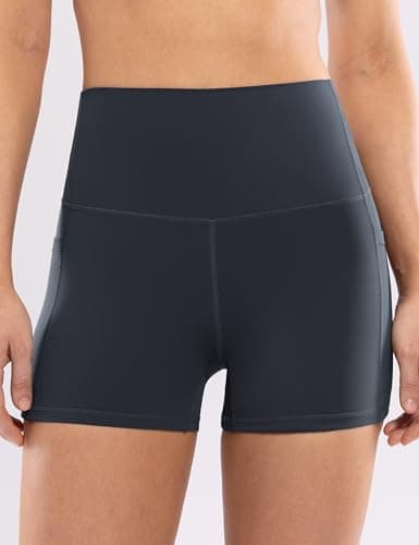 ENERBLOOM Workout Biker Shorts Womens with Pockets High Waist Yoga Gym Running Volleyball Athletic Shorts 2.5" Dark Navy Small - Thumbnail 5