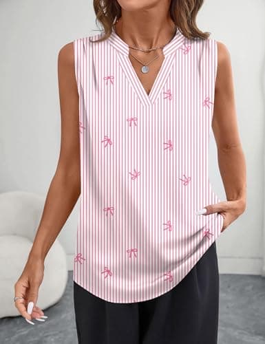 Rapbin Womens Spring Tops Silk Tank Tops for Women Business Satin Shirts for Women Womens Travel Outfits Trendy Clothes S - Thumbnail 3