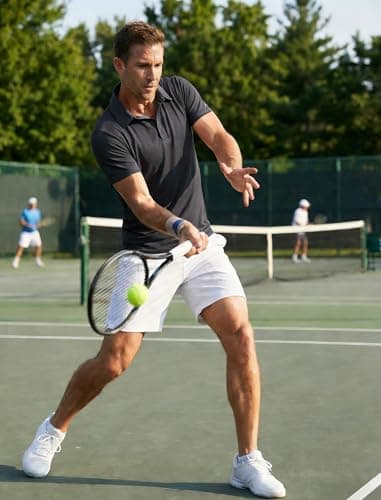 PINSPARK Mens Polo Shirt Short Sleeve Grey Polo Shirts for Men Quick Dry Slim Fit Golf Shirt Moisture Wicking Collared Polos - Thumbnail 5