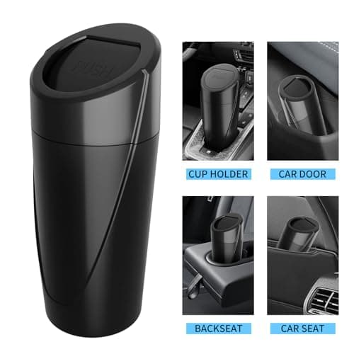 JinzhuxiaGS Car Trash Can with 90 Free Garbage Bags - Waterproof, Lid-Closed, Easy-to-Clean Cup Holder Trash Can, Ideal for Car Organization (Black & Pink Combo, 2-Pack, Perfect for Home, and Travel) - Thumbnail 4
