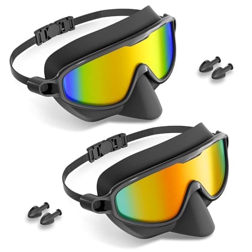 Aegend 2 Pack Swim Goggles Adult with Nose Cover, Anti-Fog UV Protection No-Leak Swimming Goggles Pool Goggles for Men Women