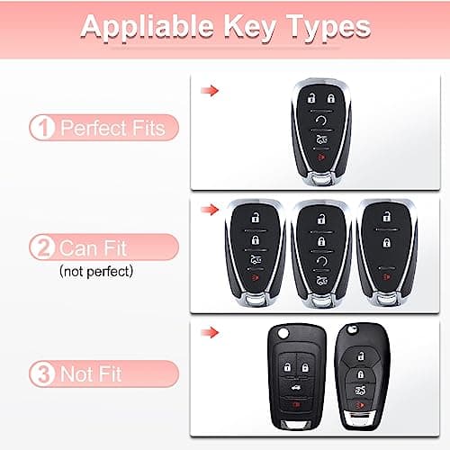 Pangpai Pink Key Fob Cover for Chevy, Soft TPU Key Case Protection with Bling Keychain Fit for Chevrolet Equinox Malibu Camaro Traverse - Thumbnail 2