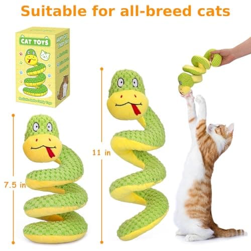 Retro Shaw 11" Realistic Snake Cat Toy – Interactive Kicker Toy for Indoor Cats with Silvervine & Catnip, Crinkle Sound, Spring-Loaded Design, Bite-Resistant Plush for Kitten Teething & Boredom Relief - Thumbnail 2