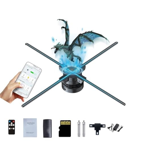 3DHologramFan,85CM Missyou 3D HologramFan Projector Holographic Christmas Tree Advertising Display with Remote and Bluetooth and Splicing,1500+ Video Library for Signs,Bar,Party Halloween - Thumbnail 3