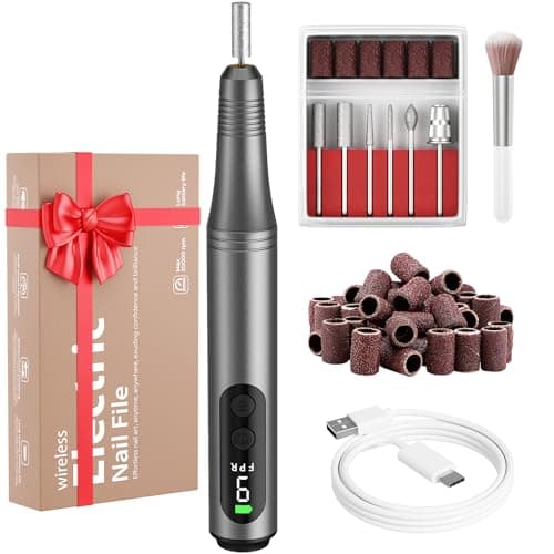 Electric Nail Drill Kit, Electric Nail File Cordless Nail Drill Machine for Acrylic Gel Dip Powder Nails, Professional Portable Manicure Pedicure Rechargeable Lightweight for Home Salon Use - Image 1