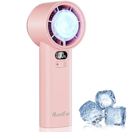 HandFan 5200mAh High Speed Handheld Turbo Fan, 1-100 Speeds Adjustable Powerful Cooling Ice Fan, Portable Mini Hand Fans Rechargeable, for Summer Beach Travel Concerts, Gifts for Women(Pink) - Image 1