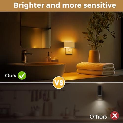 L LOHAS LED Night Light, 2 Pack Dimmable Modern LED Night Lights Plug into Wall,Dusk to Dawn Sensor Night Lights for Kid, 0-100LM 2000K Amber Nightlight for Hallway Bedroom Stairway - Thumbnail 2