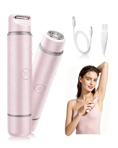 Bikini Trimmer for Women, 2-in-1 Electric Razor & Pubic Hair Trimmer, IPX6 Waterproof Bikini Shaver with 0.1-4 mm Combs, USB Charge, Painless Electric Shaver for Women Legs Underarms Face (Coral) - Image 1