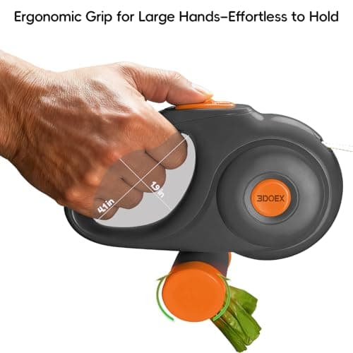 Retractable Dog Leash 26FT for Medium & Large Dogs, Sturdy Heavy-Duty Nylon Tape with Secure Locking Carabiner & Poop Bag Holder, Smooth One-Hand Control, Anti-Slip Handle, Tangle-Free Design (Black) - Thumbnail 6