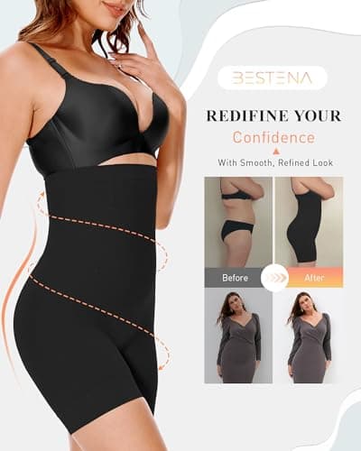 BESTENA Shapewear Shorts,High Waisted Shapewear for Women Tummy Control,Seamless Body Shaper Shorts Thigh Slimmer(2x-black nude,3X-Large) - Thumbnail 4