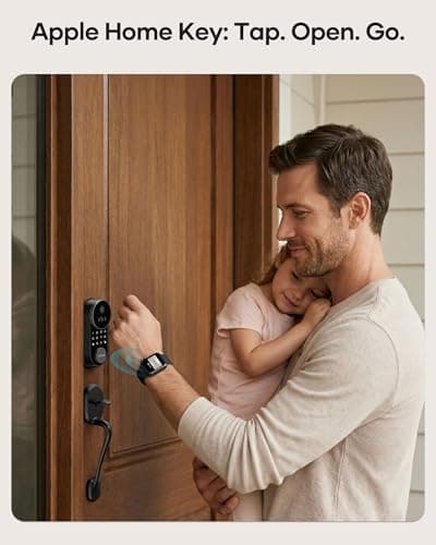 Smart Lock AH1, SMONET Fingerprint Keyless Entry Door Lock with Apple Home Key, WiFi Front Door Deadbolt Touchscreen Keypad with App Remote Control Supports Apple HomeKit, Alexa, Google Assistant - Thumbnail 3