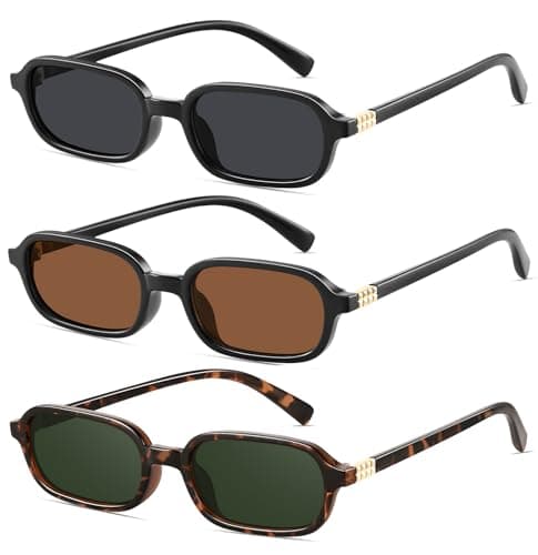 YMRFW Retro Rectangular Sunglasses for Women Narrow Trendy Small 90s Style Square Frame UV Protection Sun Glasses - Image 1