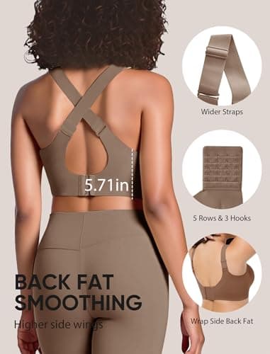 Easybunny Jelly Bras for Women Plus Size Minimizer No Underwire Supportive Full Coverage Wider Straps Seamless Tshirt Bra Coffee 4XL - Thumbnail 4