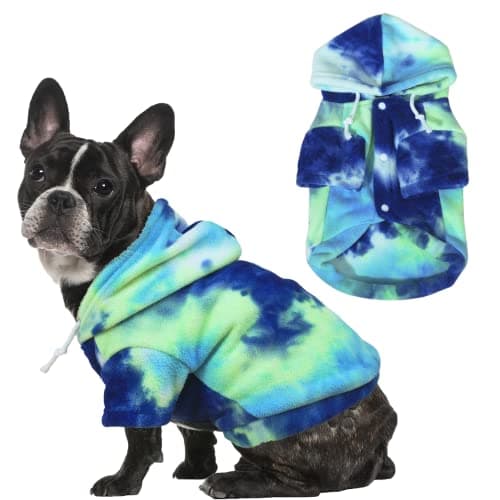 Mklhgty Tie Dye Dog Hoodie, Winter Coat for Small Dogs - Ultra-Soft Adjustable Warm Hood, Breathable Comfort Fabric for Daily Use - Image 1