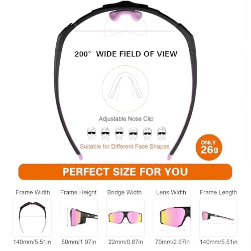 suoso Polarized Sports Sunglasses Men: UV400 Running Sunglasses for Women, Lightweight Fishing Baseball Cycling Glasses TR90 - Thumbnail 4