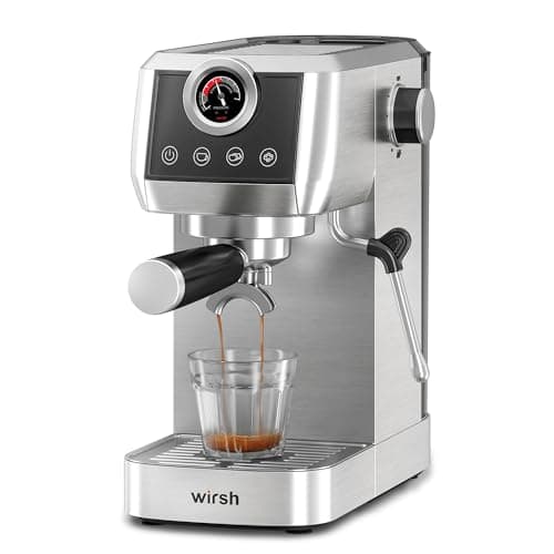 wirsh Espresso Machine,20 Bar Semi-Automatic Espresso Maker with Milk Frother Steamer&Touch Screen,Compact Stainless Steel Expresso Machine for Latte & Cappuccino,42oz Tank,UPGRADE - Image 1
