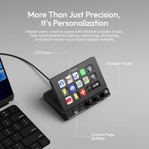 ULANZI D200X Stream Controller with 3 Knobs, 14 Customizable LCD Keys Macro Keyboard, 8-in-1 USB-C Hub Docking Station with 4K HDMI Content Creator Equipment for OBS/Video Editing/Photography/PC - Thumbnail 3