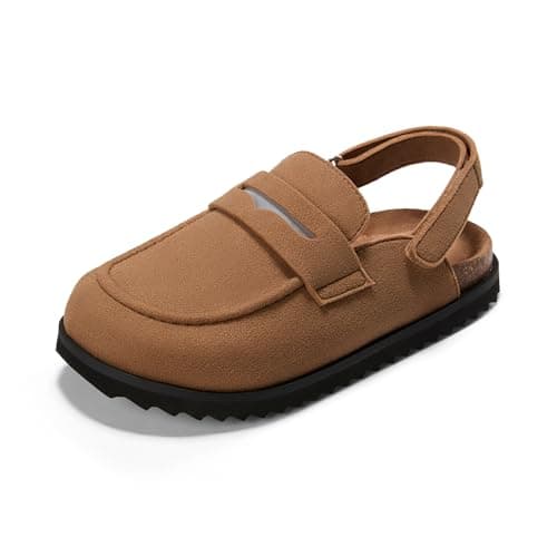 PATPAT Kids Boys Girls Clogs Size 13 Little Kid, Apricot Suede Clogs, Slip-On Adjustable Buckle Sandals Casual Mules Indoor/Outdoor Slippers Boys Girls Footwear - Image 1