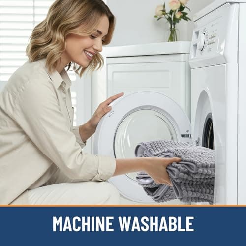 Arotive Bathroom Rugs 30" x 20", Ultra Soft Absorbent Chenille Bath Rugs, Non-Slip Rubber Backing, Machine Washable Bath Mats for Bathroom Floor, Tub and Shower, Home Decor Accessories, Grey - Thumbnail 6