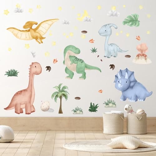 Dinosaur Wall Decals Dino Palm Tree Wall Stickers Decor for Boys Bedroom Playroom Baby Nursery Wall Decal Gifts for Kids - Thumbnail 3