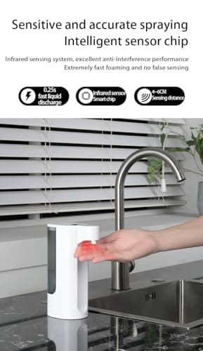 Automatic Soap Dispenser Touchless Dish Soap Dispenser 13.5oz/400ml with Infrared Sensor Type-C Rechargeable Liquid Dispenser for Bathroom and Kitchen - Thumbnail 3
