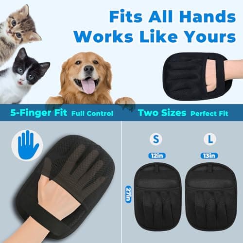 GRENTY 2 PCS Pet Hair Removal Glove for Dogs & Cats, Upgraded Five-Finger Electrostatic Magic Brush Pet Hair Remover, Pet Hair Removal Tools for Clothing, Carpet, Sofa Gaps, Car Seat - Thumbnail 3
