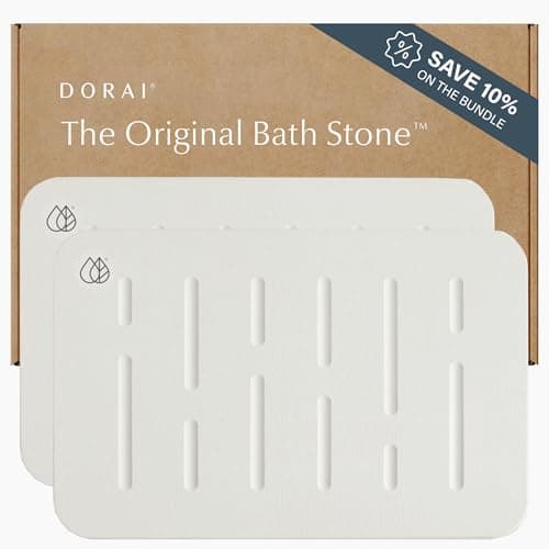 Dorai Home Bath Stone Mat 23.6"x15.4" (2-Pack) – Quick-Dry, Non-Slip Diatomite Stone Bath Mat, Rain Sandstone - Image 1