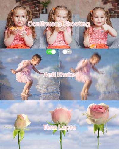 Digital Camera, Kids Camera with 32GB Card, FHD 1080P 44MP Vlogging Camera, 16X Zoom Point and Shoot Digital Camera Compact Portable Rechargeable Cameras for Teens Boys Girls Students Seniors-Pink - Thumbnail 3