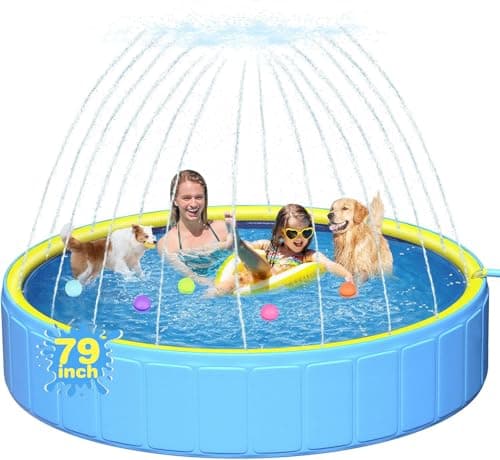 Yivsen Perfect Combination of Dog Pool and Splash Pad W79 X H12, Sturdyer Foldable Kiddie/Baby Hard Plastic Pools, Summer Swimming Bath Tubs for Kids/Dogs/Pet