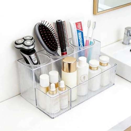 Glowspire Clear Hair Tool Organizer, Hot Tools Organizer, Hair Dryer, Blow Dryer, Curling Iron, Flat Iron, Hair Straightener Holder, toothbrush holders, Ideal for Makeup Vanity and Bathroom Storage - Thumbnail 5