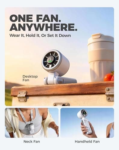 Diveblues Portable Handheld Turbo Fan, 5 Gear Wind, Battery Operated, Up to 12 Working Hours, 3 IN 1 Hand Fan with Air Turbo Tech Cooling Fan for Outdoor Activities, Travel, Working, Silvery white - Thumbnail 3