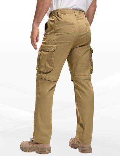 AOHIKE Convertible Hiking Pants Men - Relaxed Fit Breathable Outdoor Cargo Pants for Camping Travel Fishing, Khaki - Thumbnail 6